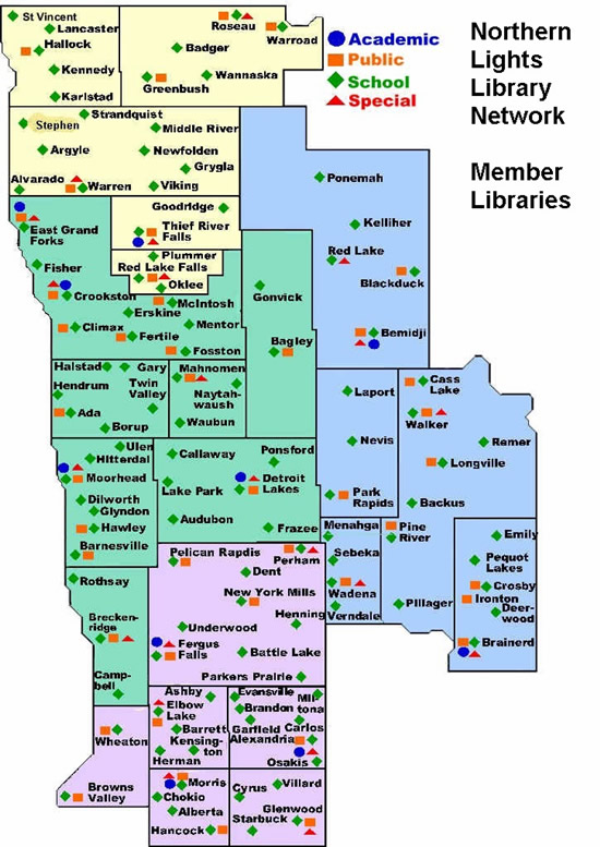 Northern Lights Library Network Membership Map